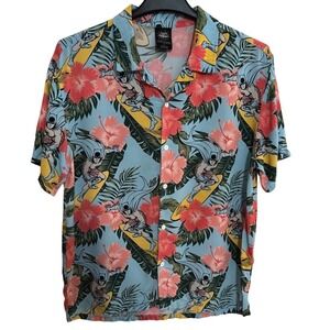 Batman Classic Tv Series Button Down Shirt Mens Med Floral Surfer Vacation Blue
